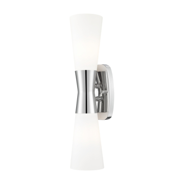 Z-Lite Emrys 2-Light Wall Sconce - 120V - Polished Nickel / White Opal