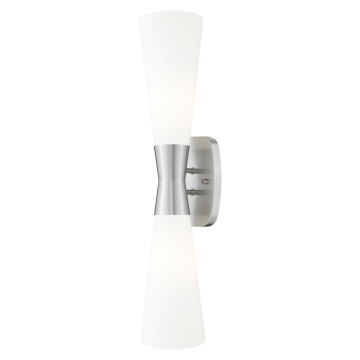Z-Lite Emrys 2-Light Wall Sconce - 120V - Brushed Nickel / White Opal