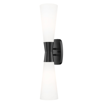 Z-Lite Emrys 2-Light Wall Sconce - 120V - Matte Black / White Opal