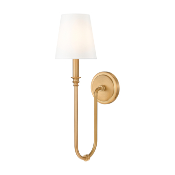 Z-Lite Jisele 1-Light Wall Sconce - 120V - Rubbed Brass / White