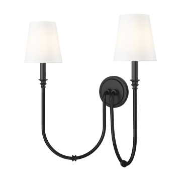 Z-Lite Jisele 2-Light Wall Sconce - 120V - Matte Black / White