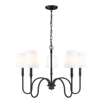 Z-Lite Jisele 5-Light Chandelier - 120V - Matte Black / White