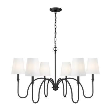 Z-Lite Jisele 6-Light Chandelier - 120V - Matte Black / White