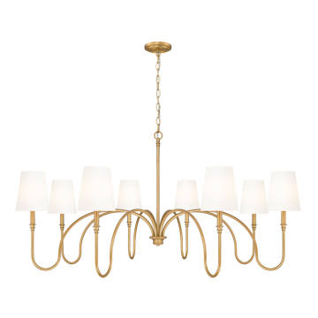 Z-Lite Jisele 8-Light Chandelier - 120V - Rubbed Brass / White
