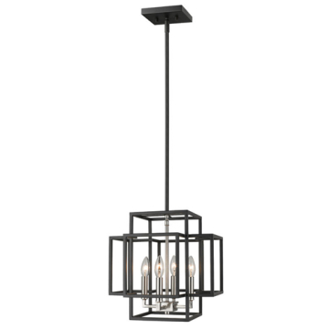 Z-Lite Titania 4-Light Pendant - 120V - Black / Brushed Nickel