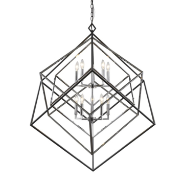 Z-Lite Euclid 41.5" 10-Light Chandelier - 120V - Chrome / Matte Black