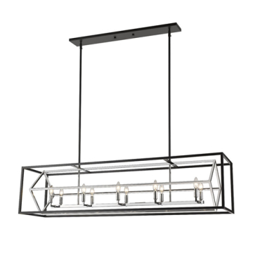 Z-Lite Euclid 10-Light Linear Chandelier - 120V - Chrome / Matte Black
