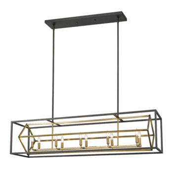Z-Lite Euclid 10-Light Linear Chandelier - 120V - Olde Brass / Bronze