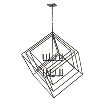 Z-Lite Euclid 47.5" 12-Light Chandelier - 120V - Matte Black