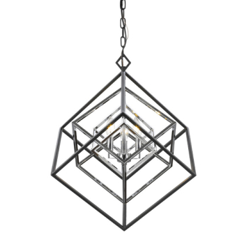 Z-Lite Euclid 3-Light Chandelier - 120V - Chrome / Matte Black
