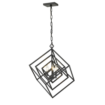 Z-Lite Euclid 3-Light Chandelier - 120V - Matte Black