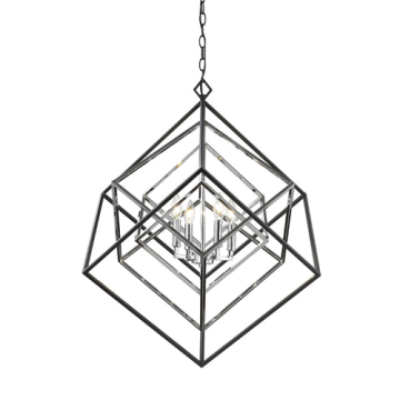 Z-Lite Euclid 4-Light Chandelier - 120V - Chrome / Matte Black