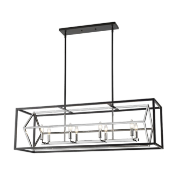 Z-Lite Euclid 8-Light Linear Chandelier - 120V - Chrome / Matte Black
