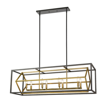 Z-Lite Euclid 8-Light Linear Chandelier - 120V - Olde Brass / Bronze