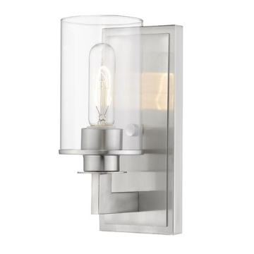 Z-Lite Savannah 1-Light Wall Sconce - 120V - Brushed Nickel / Clear