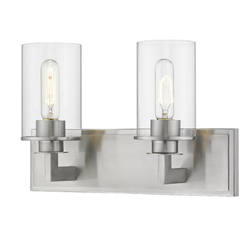 Z-Lite Savannah 2-Light Vanity - 120V - Brushed Nickel / Clear