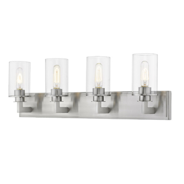 Z-Lite Savannah 4-Light Vanity - 120V - Brushed Nickel / Clear