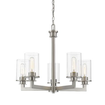 Z-Lite Savannah 5-Light Chandelier - 120V - Brushed Nickel / Clear