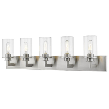 Z-Lite Savannah 5-Light Vanity - 120V - Brushed Nickel / Clear