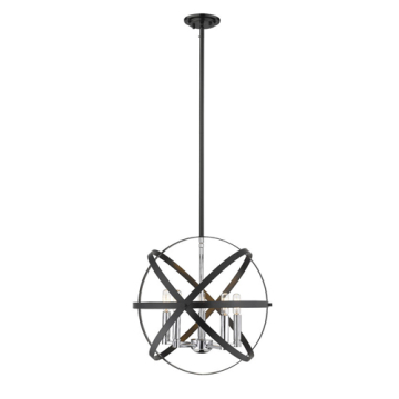 Z-Lite Cavallo 5-Light Pendant - 120V - Hammered Black / Chrome