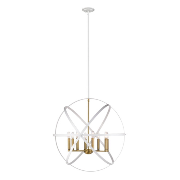 Z-Lite Cavallo 30" 8-Light Chandelier - 120V - Hammered White / Olde Brass