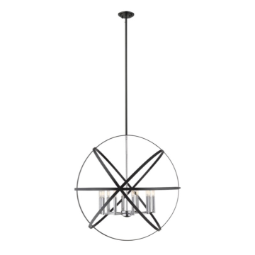 Z-Lite Cavallo 36" 10-Light Chandelier - 120V - Hammered Black / Chrome
