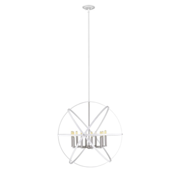 Z-Lite Cavallo 36" 10-Light Chandelier - 120V - Hammered White / Brushed Nickel