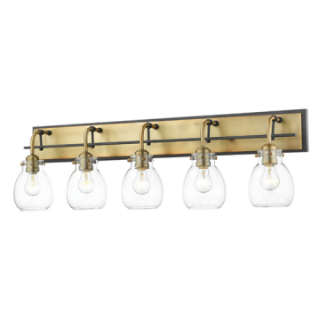 Z-Lite Kraken 5-Light Vanity - 120V - Matte Black / Olde Brass