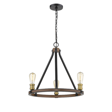 Z-Lite Kirkland 3-Light Chandelier - 120V - Rustic Mahogany