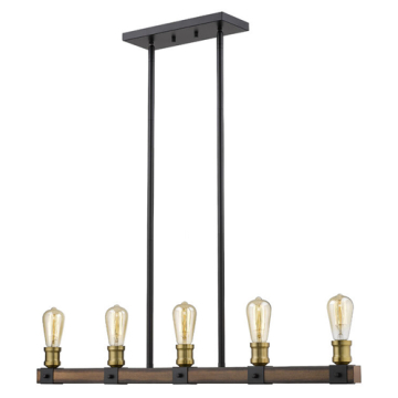 Z-Lite Kirkland 5-Light Linear Chandelier - 120V - Rustic Mahogany