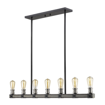 Z-Lite Kirkland 7-Light Linear Chandelier - 120V - Ashen Barnboard