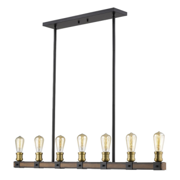Z-Lite Kirkland 7-Light Linear Chandelier - 120V - Rustic Mahogany