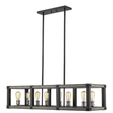 Z-Lite Kirkland 8-Light Linear Chandelier - 120V - Ashen Barnboard