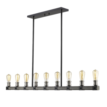 Z-Lite Kirkland 9-Light Linear Chandelier - 120V - Ashen Barnboard
