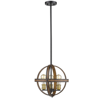 Z-Lite Kirkland 3-Light Pendant - 120V - Rustic Mahogany