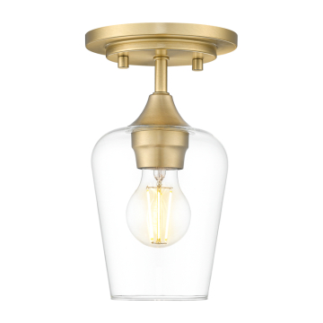 Z-Lite Joliet 1-Light Flush Mount - 120V - Burnished Brass / Clear