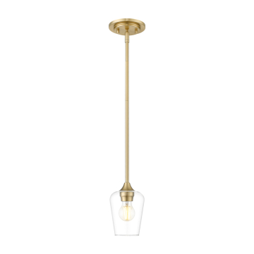 Z-Lite Joliet 1-Light Pendant - 120V - Burnished Brass / Clear