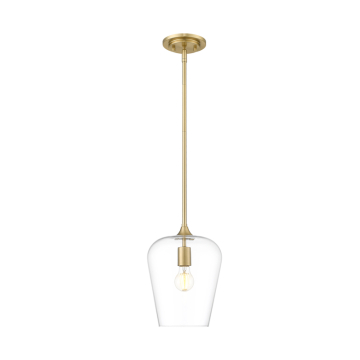 Z-Lite Joliet 9" 1-Light Pendant - 120V - Burnished Brass / Clear