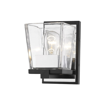 Z-Lite Bleeker Street 1-Light Wall Sconce - 120V - Matte Black / Chrome