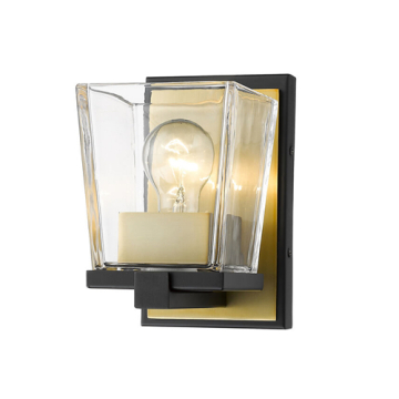 Z-Lite Bleeker Street 1-Light Wall Sconce - 120V - Matte Black / Olde Brass