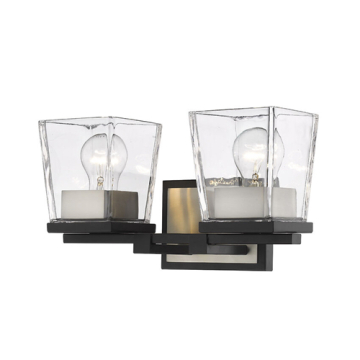 Z-Lite Bleeker Street 2-Light Vanity - 120V - Matte Black / Brushed Nickel