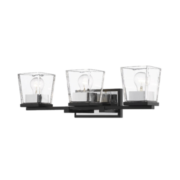 Z-Lite Bleeker Street 3-Light Vanity - 120V - Matte Black / Chrome