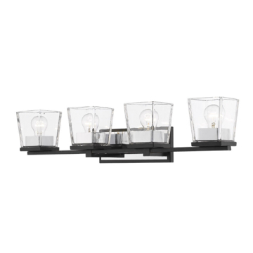 Z-Lite Bleeker Street 4-Light Vanity - 120V - Matte Black / Chrome