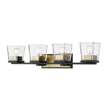 Z-Lite Bleeker Street 4-Light Vanity - 120V - Matte Black / Olde Brass