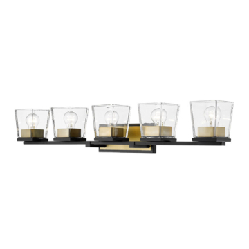 Z-Lite Bleeker Street 5-Light Vanity - 120V - Matte Black / Olde Brass
