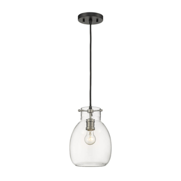 Z-Lite Bella 8" 1-Light Pendant - 120V - Matte Black / Brushed Nickel