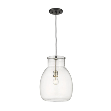 Z-Lite Bella 12" 1-Light Pendant - 120V - Matte Black / Brushed Nickel