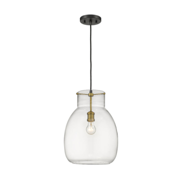 Z-Lite Bella 12" 1-Light Pendant - 120V - Matte Black / Olde Brass