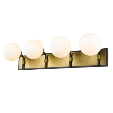 Z-Lite Parsons 4-Light Vanity - 120V - Matte Black / Olde Brass