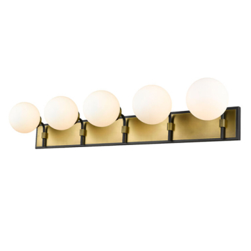 Z-Lite Parsons 5-Light Vanity - 120V - Matte Black / Olde Brass